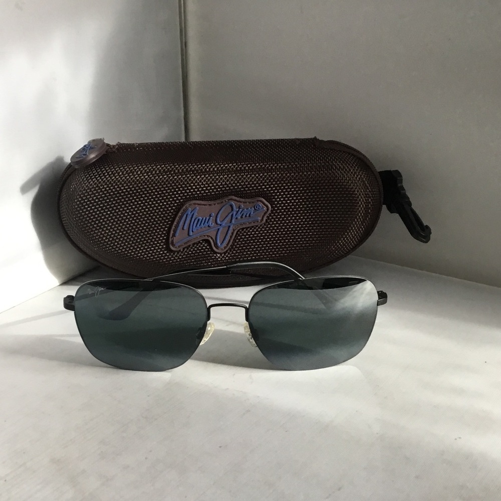 Maui Jim Lava Tube Black and Gray Sunglasses with Brown Case
